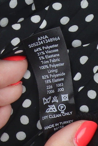 George Women Black Polka Dot UK 12 Strapless Bodycon Knee Dress