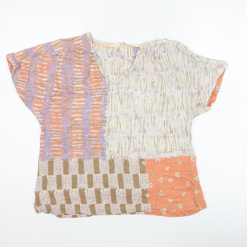White Stuff Women’s Multicolour UK 12 Kimono Sleeve V-Neck Blouse