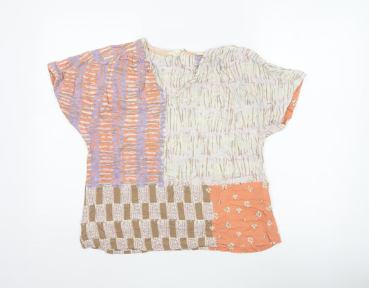White Stuff Women’s Multicolour UK 12 Kimono Sleeve V-Neck Blouse