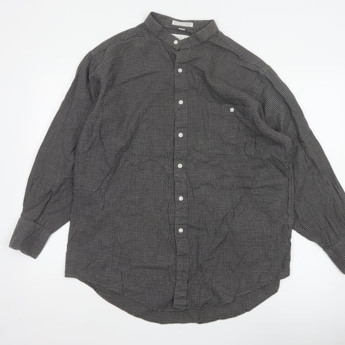 Priatti Men's Grey Check Cotton Button-Down Shirt 16.5 Long Sleeve