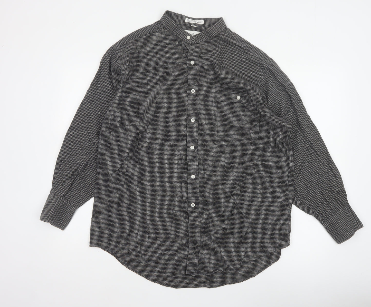 Priatti Men's Grey Check Cotton Button-Down Shirt 16.5 Long Sleeve