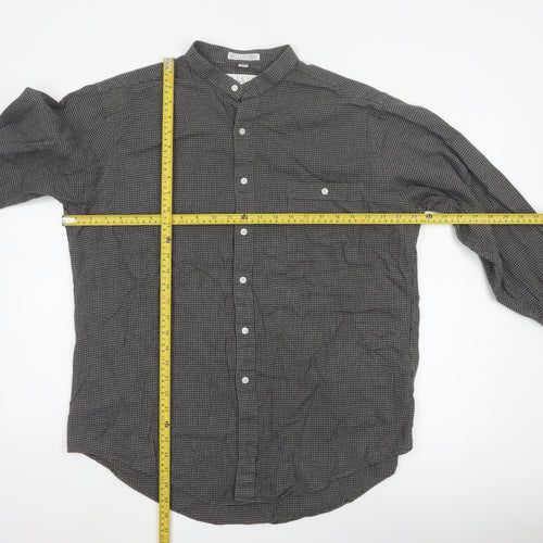 Priatti Men's Grey Check Cotton Button-Down Shirt 16.5 Long Sleeve