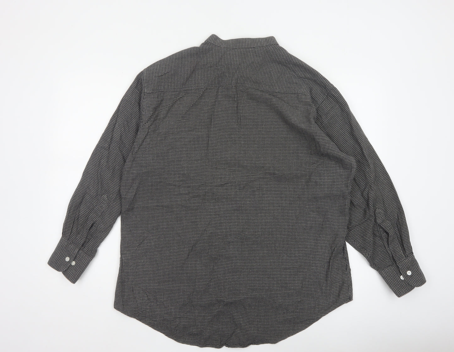 Priatti Men's Grey Check Cotton Button-Down Shirt 16.5 Long Sleeve