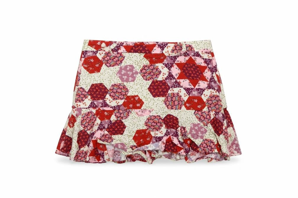 Stradivarius Women Multicoloured M Short Skater Ruffle Patchwork Skirt