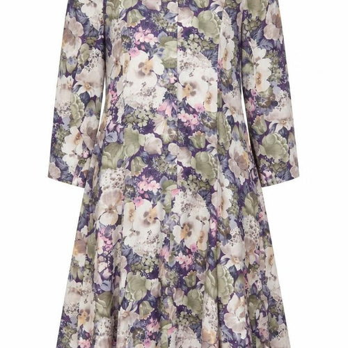 Pellies Women’s Purple Floral Fit & Flare Knee Dress UK 12 Lace Collar
