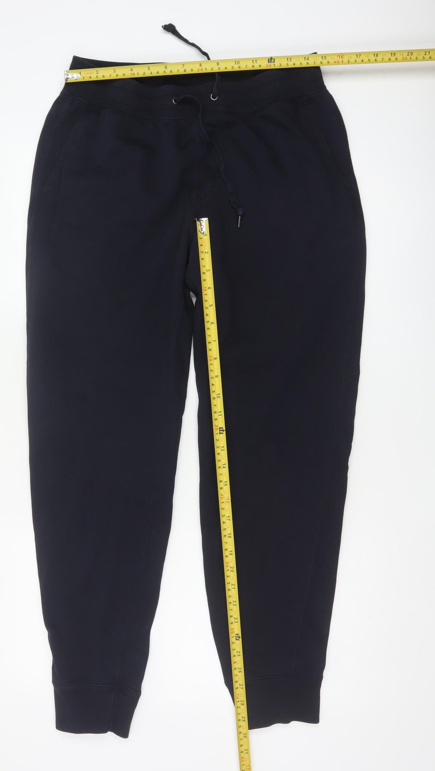 Uniqlo Men Blue L Cotton Blend Jogger Sweatpants Drawstring Cuffed