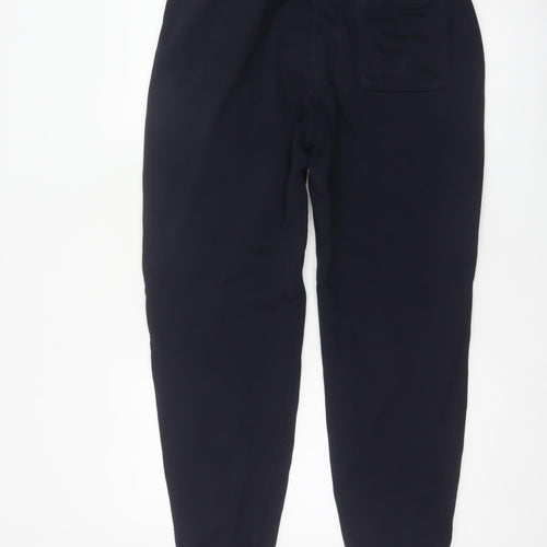 Uniqlo Men Blue L Cotton Blend Jogger Sweatpants Drawstring Cuffed