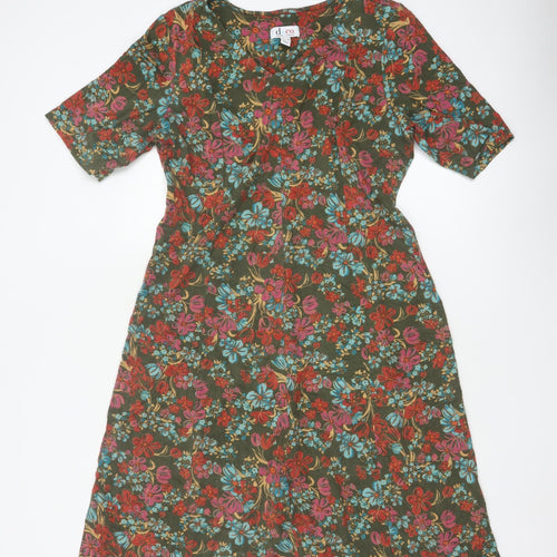d&co. Women’s Multicoloured Floral Fit & Flare Dress UK L