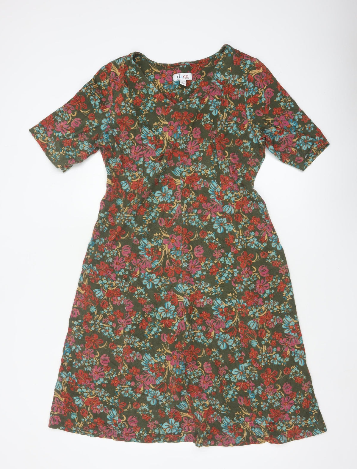 d&co. Women’s Multicoloured Floral Fit & Flare Dress UK L