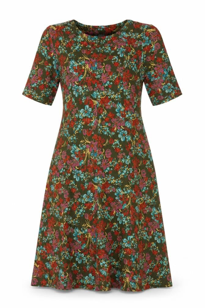 d&co. Women’s Multicoloured Floral Fit & Flare Dress UK L