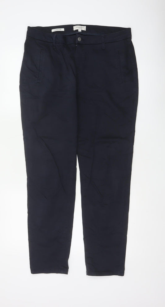 Selected Femme Unisex Blue Size 42 Tapered Chino Stretch Trousers