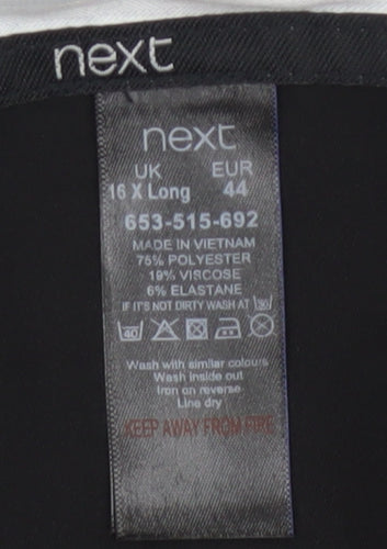 Next Women Black Size 16 Tall Wide-Leg Button Dress Trousers