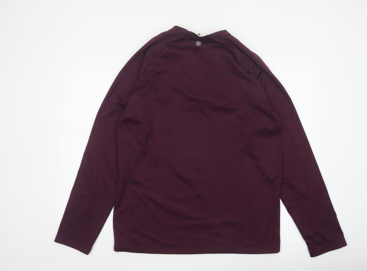 Close-up detail of Gaiam Men Purple L Long Sleeve Henley Button-Up Active Top