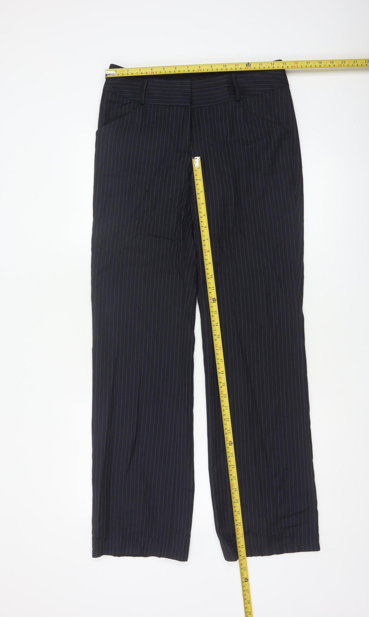 Frencheye Vive Women’s Navy Pinstripe Size 10 Straight Dress Trousers