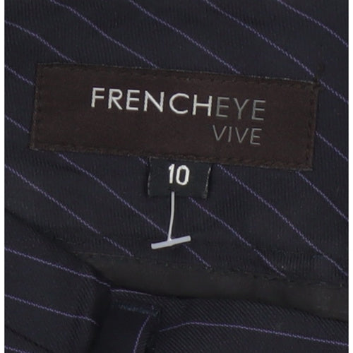 Frencheye Vive Women’s Navy Pinstripe Size 10 Straight Dress Trousers