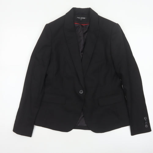 Next Women Black UK 12 Petite Single-Breasted Tailored Blazer Jacket