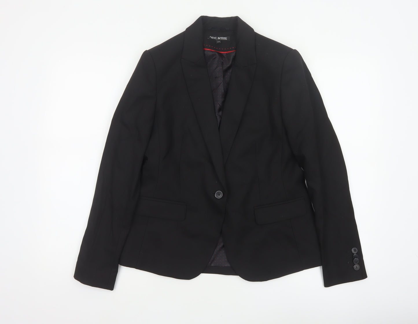 Next Women Black UK 12 Petite Single-Breasted Tailored Blazer Jacket