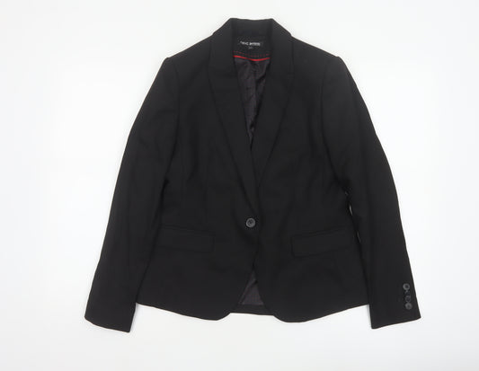 Next Women Black UK 12 Petite Single-Breasted Tailored Blazer Jacket