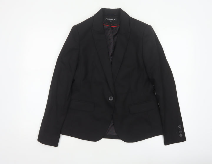 Next Women Black UK 12 Petite Single-Breasted Tailored Blazer Jacket
