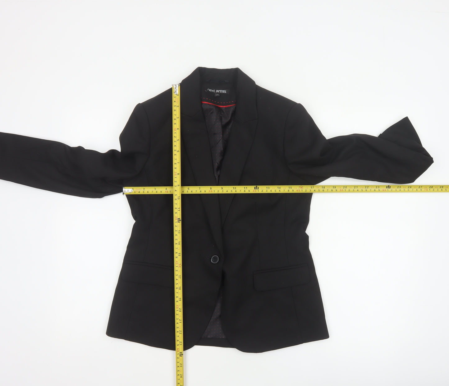 Next Women Black UK 12 Petite Single-Breasted Tailored Blazer Jacket