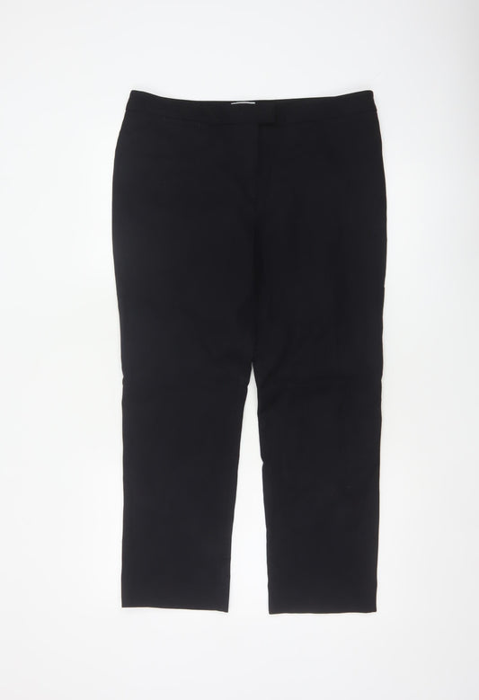 Jigsaw Women Black UK 14 Straight Tailored Work Trousers Pockets