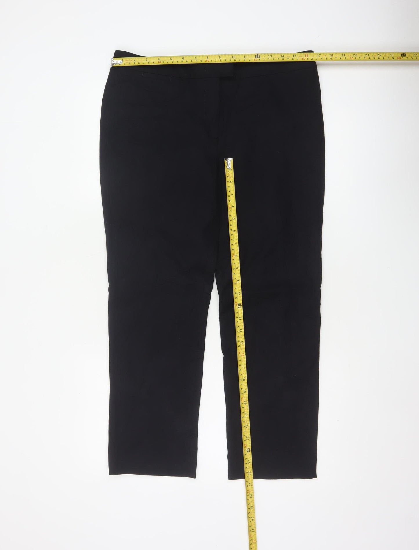 Jigsaw Women Black UK 14 Straight Tailored Work Trousers Pockets