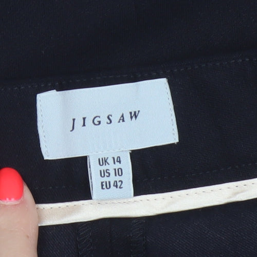 Jigsaw Women Black UK 14 Straight Tailored Work Trousers Pockets