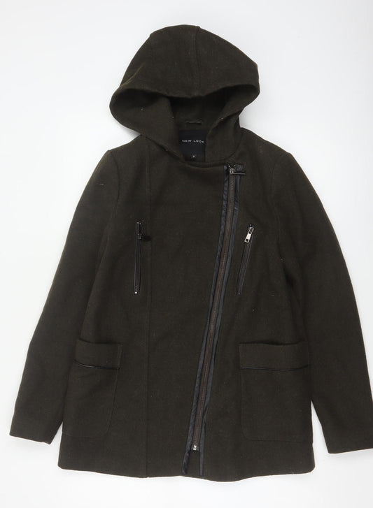 New Look Women’s Black Size 10 Hooded Zip Parka Coat
