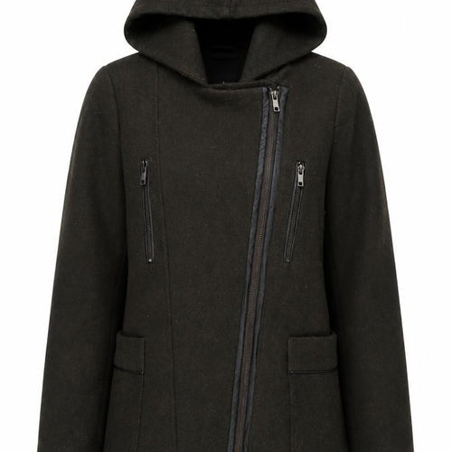 New Look Women’s Black Size 10 Hooded Zip Parka Coat