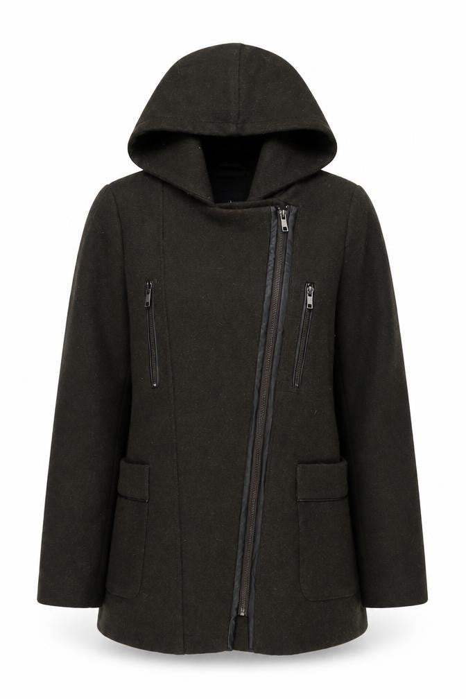 New Look Women’s Black Size 10 Hooded Zip Parka Coat