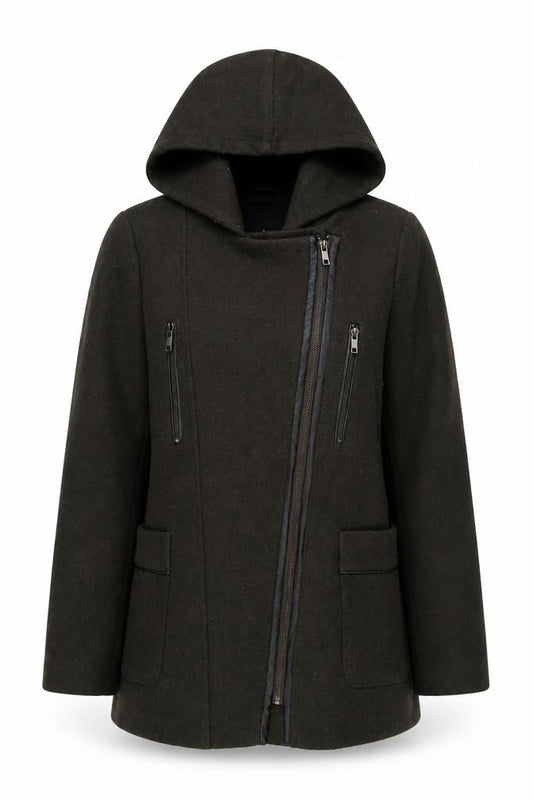 New Look Women’s Black Size 10 Hooded Zip Parka Coat