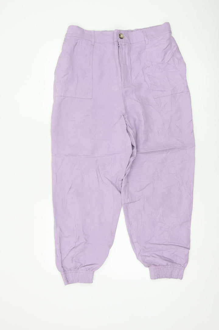 Marks & Spencer Autograph Women's Purple UK 14 Linen Blend Jogger Trousers