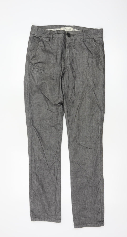 Ezekiel Men’s Grey 30 Slim Tapered Chino Trousers Stretch