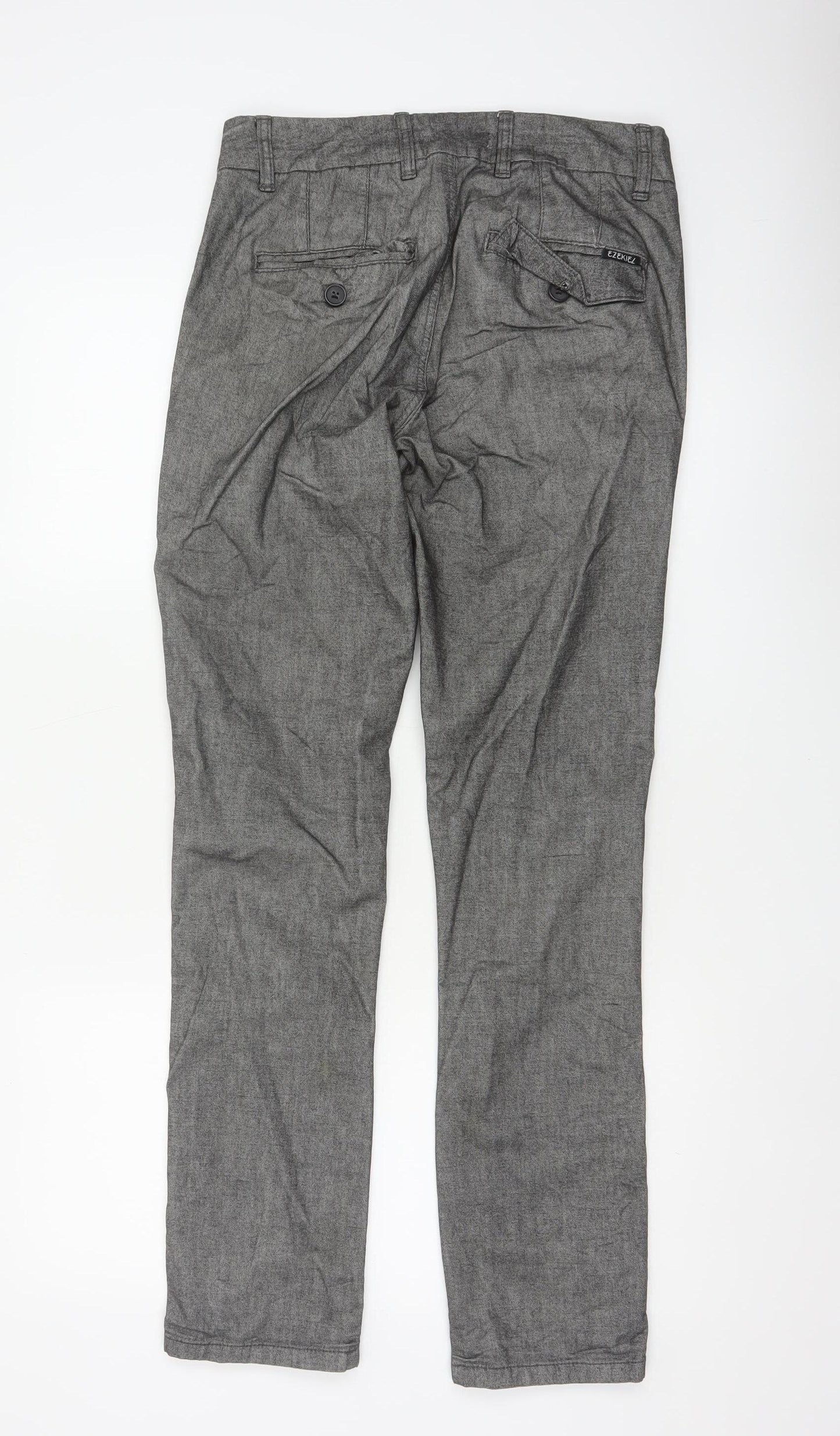 Ezekiel Men’s Grey 30 Slim Tapered Chino Trousers Stretch