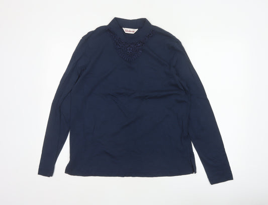 Kaleidoscope Women’s Navy Blue UK 16 High Neck Embroidered Jersey Blouse