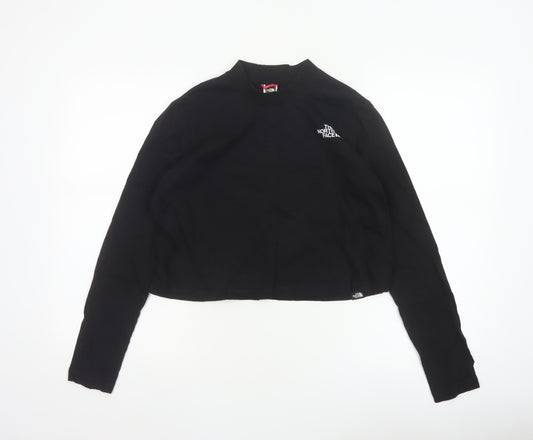 The North Face Women Black M Cropped Mock Neck Long Sleeve Top