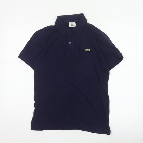 Lacoste Mens Blue S Slim Fit Cotton Pique Logo Polo Shirt