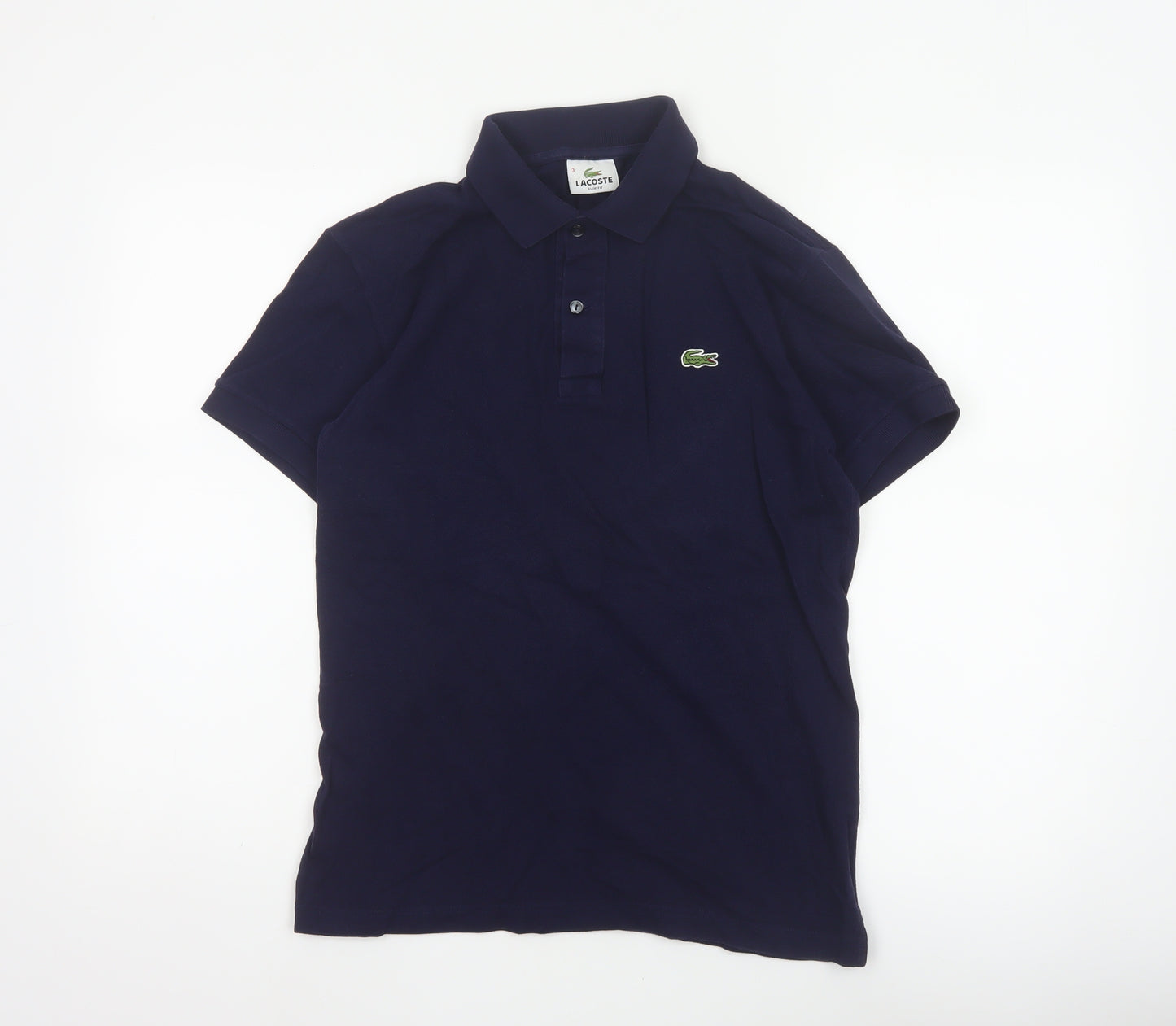 Lacoste Mens Blue S Slim Fit Cotton Pique Logo Polo Shirt