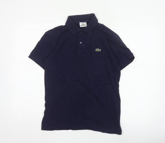 Lacoste Mens Blue S Slim Fit Cotton Pique Logo Polo Shirt