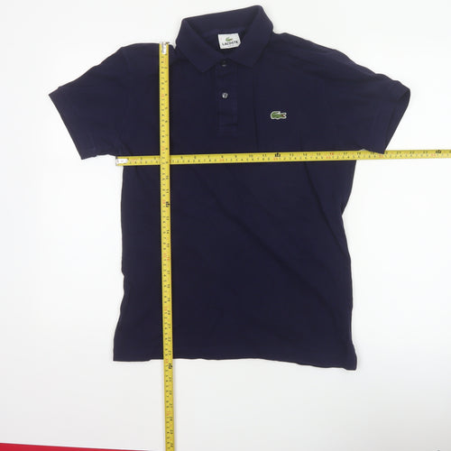 Lacoste Mens Blue S Slim Fit Cotton Pique Logo Polo Shirt
