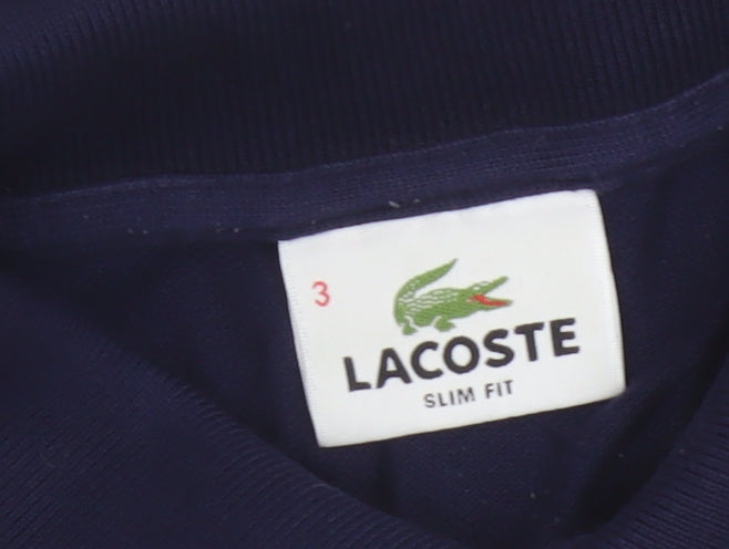 Lacoste Mens Blue S Slim Fit Cotton Pique Logo Polo Shirt