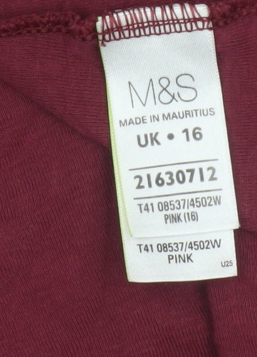 Marks and Spencer Women Red UK 16 Horse Print 3/4 Sleeve T-Shirt