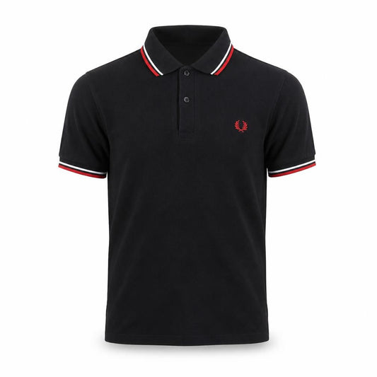 Fred Perry Men's Black S Cotton Piqué Polo Shirt Red Trim