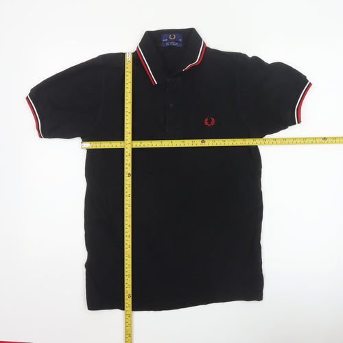 Fred Perry Men's Black S Cotton Piqué Polo Shirt Red Trim