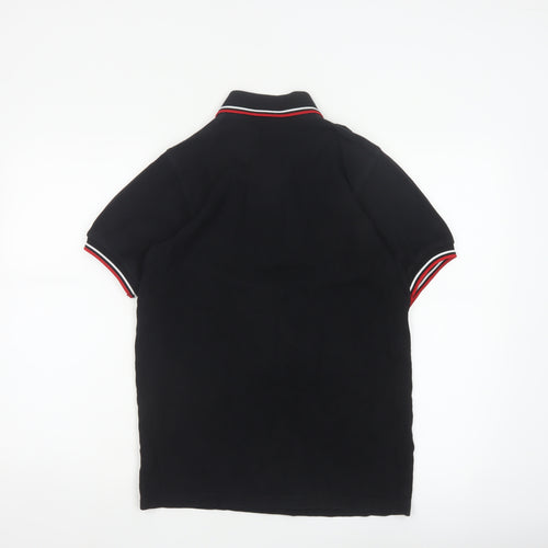 Fred Perry Men's Black S Cotton Piqué Polo Shirt Red Trim