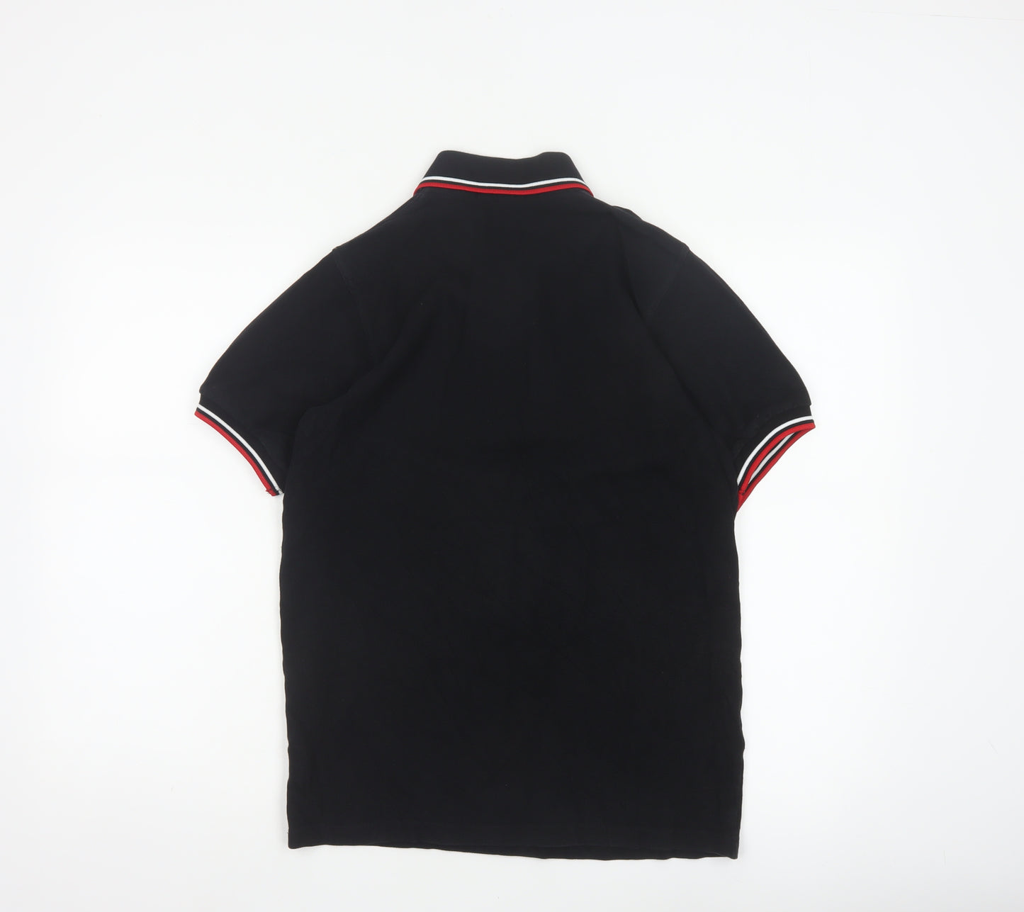 Fred Perry Men's Black S Cotton Piqué Polo Shirt Red Trim