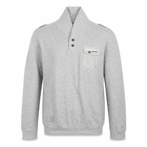 Dissident Men Grey M Military Style Henley Long Sleeve Cotton Top