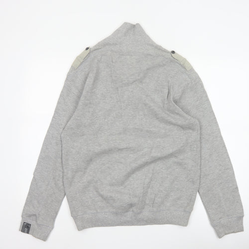 Dissident Men Grey M Military Style Henley Long Sleeve Cotton Top