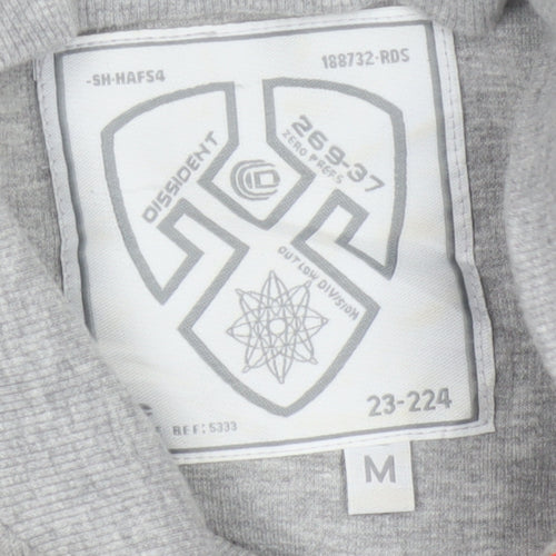 Dissident Men Grey M Military Style Henley Long Sleeve Cotton Top