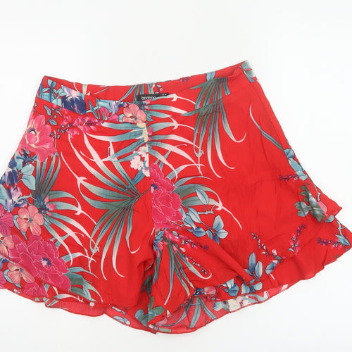 Boohoo Women’s Red Floral Tropical Ruffle Wrap Shorts UK 14